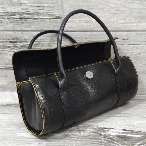 Vintage/Retro ANNE KLEIN Crackled Leather Papillon Satchel Style Handbag - Picture 9 of 14